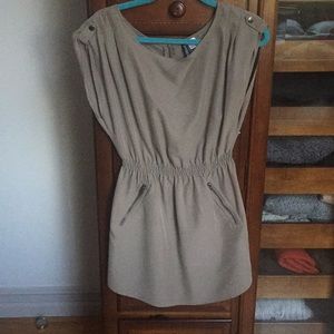 H&M Taupe Cinch-Waisted Dress